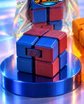 Blue and burgundy 3D-printed infinity cube fidget